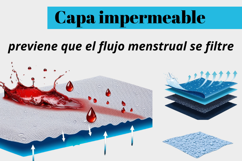 Capa 3 de tela Impermeable para evitar fugas de sangre de la menstruación 